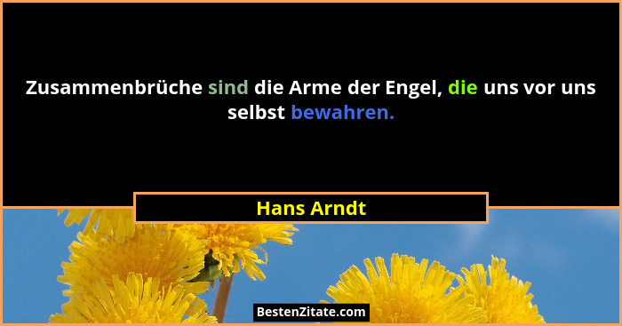 Zusammenbrüche sind die Arme der Engel, die uns vor uns selbst bewahren.... - Hans Arndt