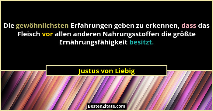 Die gewöhnlichsten Erfahrungen geben zu erkennen, dass das Fleisch vor allen anderen Nahrungsstoffen die größte Ernährungsfähigkei... - Justus von Liebig