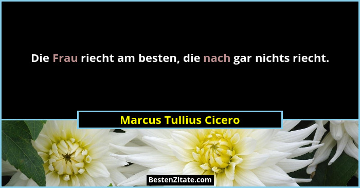 Die Frau riecht am besten, die nach gar nichts riecht.... - Marcus Tullius Cicero