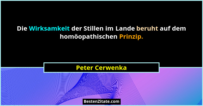 Die Wirksamkeit der Stillen im Lande beruht auf dem homöopathischen Prinzip.... - Peter Cerwenka