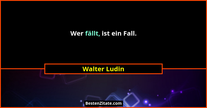 Wer fällt, ist ein Fall.... - Walter Ludin