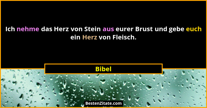 Ich nehme das Herz von Stein aus eurer Brust und gebe euch ein Herz von Fleisch.... - Bibel