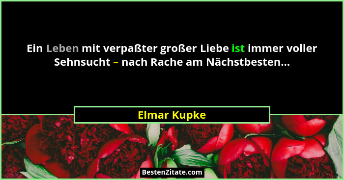 Ein Leben mit verpaßter großer Liebe ist immer voller Sehnsucht – nach Rache am Nächstbesten...... - Elmar Kupke