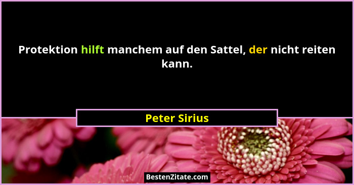 Protektion hilft manchem auf den Sattel, der nicht reiten kann.... - Peter Sirius
