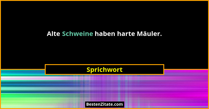 Alte Schweine haben harte Mäuler.... - Sprichwort