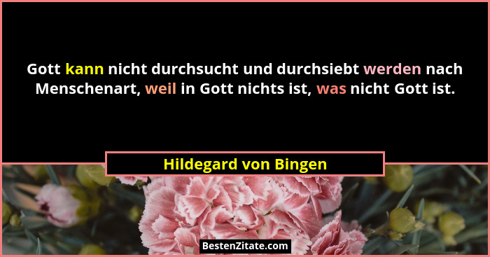 Gott kann nicht durchsucht und durchsiebt werden nach Menschenart, weil in Gott nichts ist, was nicht Gott ist.... - Hildegard von Bingen