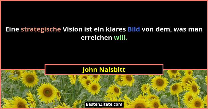 Eine strategische Vision ist ein klares Bild von dem, was man erreichen will.... - John Naisbitt