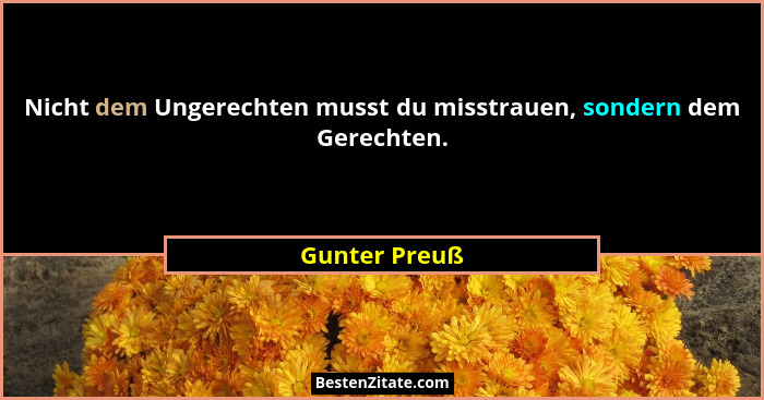 Nicht dem Ungerechten musst du misstrauen, sondern dem Gerechten.... - Gunter Preuß