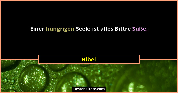 Einer hungrigen Seele ist alles Bittre Süße.... - Bibel