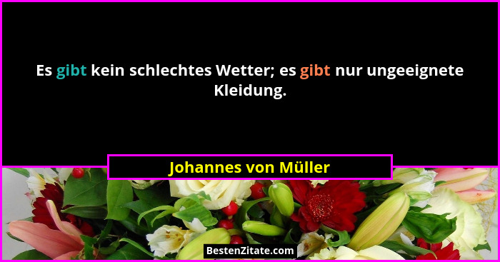 Es gibt kein schlechtes Wetter; es gibt nur ungeeignete Kleidung.... - Johannes von Müller