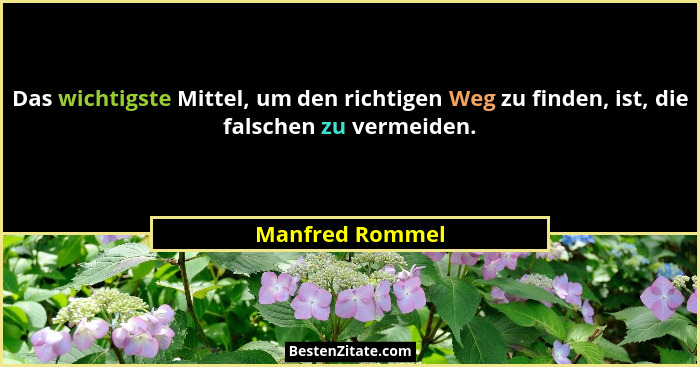 Das wichtigste Mittel, um den richtigen Weg zu finden, ist, die falschen zu vermeiden.... - Manfred Rommel