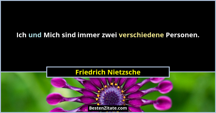 Ich und Mich sind immer zwei verschiedene Personen.... - Friedrich Nietzsche