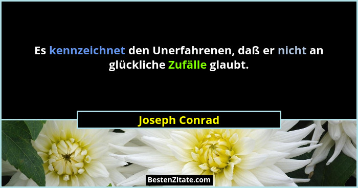Es kennzeichnet den Unerfahrenen, daß er nicht an glückliche Zufälle glaubt.... - Joseph Conrad