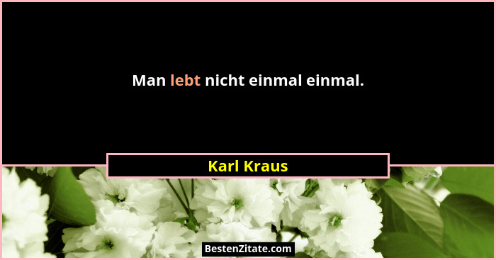 Man lebt nicht einmal einmal.... - Karl Kraus