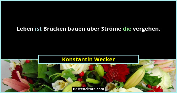 Leben ist Brücken bauen über Ströme die vergehen.... - Konstantin Wecker