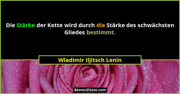 Die Stärke der Kette wird durch die Stärke des schwächsten Gliedes bestimmt.... - Wladimir Iljitsch Lenin