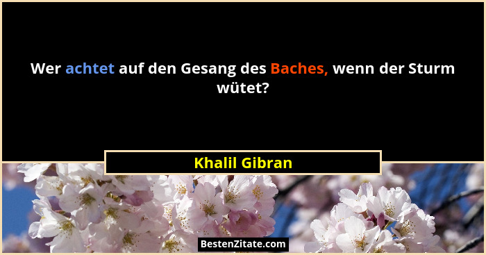 Wer achtet auf den Gesang des Baches, wenn der Sturm wütet?... - Khalil Gibran