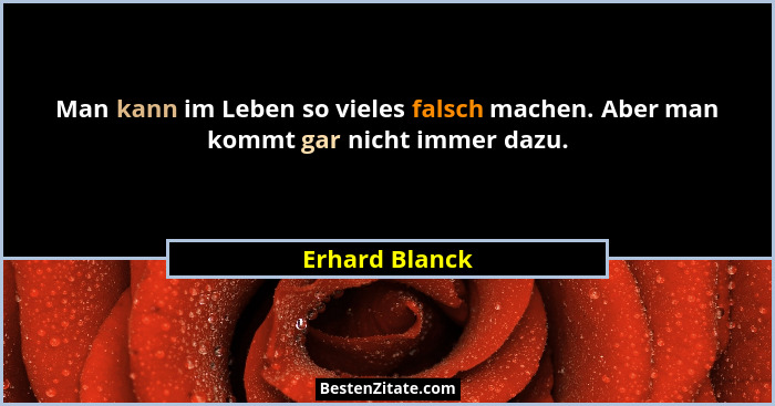 Man kann im Leben so vieles falsch machen. Aber man kommt gar nicht immer dazu.... - Erhard Blanck