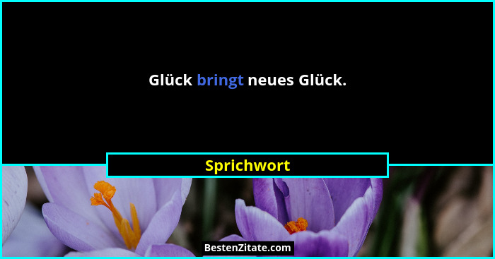 Glück bringt neues Glück.... - Sprichwort