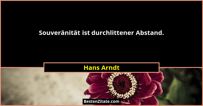 Souveränität ist durchlittener Abstand.... - Hans Arndt