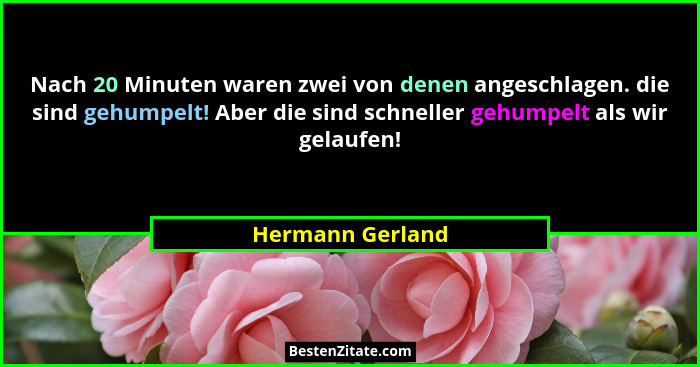 Nach 20 Minuten waren zwei von denen angeschlagen. die sind gehumpelt! Aber die sind schneller gehumpelt als wir gelaufen!... - Hermann Gerland