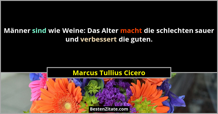 Männer sind wie Weine: Das Alter macht die schlechten sauer und verbessert die guten.... - Marcus Tullius Cicero