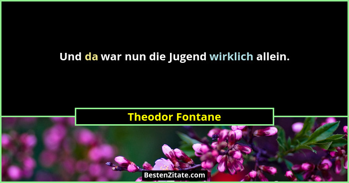 Und da war nun die Jugend wirklich allein.... - Theodor Fontane