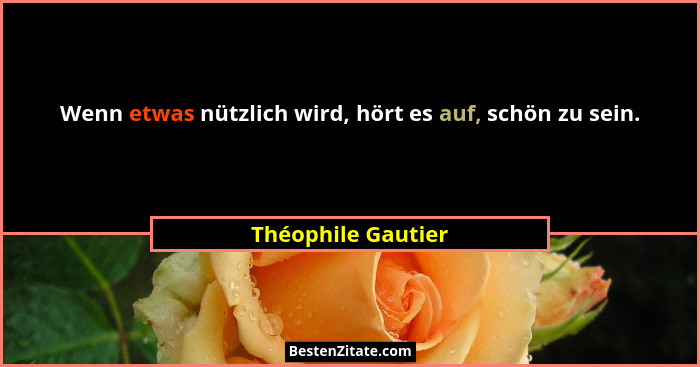 Wenn etwas nützlich wird, hört es auf, schön zu sein.... - Théophile Gautier