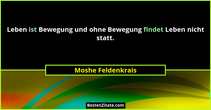 Leben ist Bewegung und ohne Bewegung findet Leben nicht statt.... - Moshe Feldenkrais
