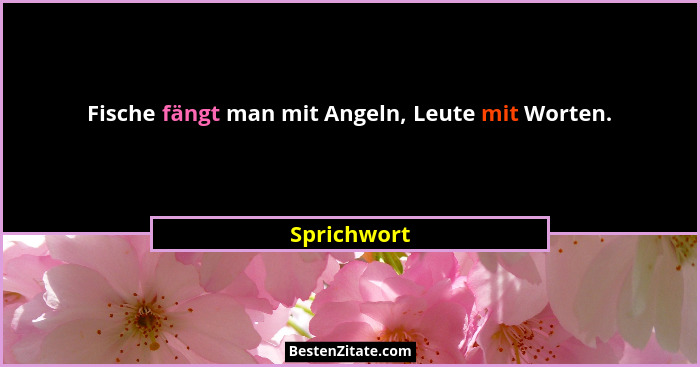 Fische fängt man mit Angeln, Leute mit Worten.... - Sprichwort