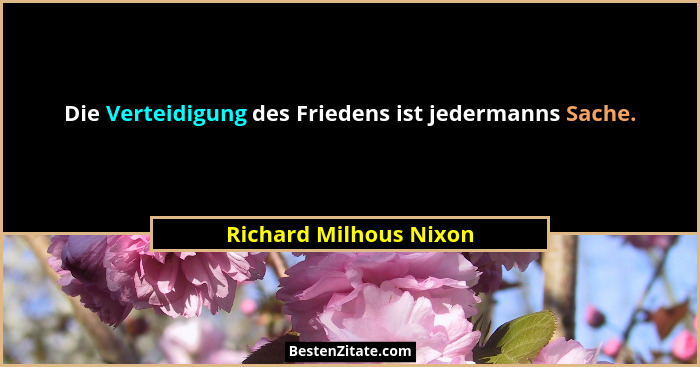Die Verteidigung des Friedens ist jedermanns Sache.... - Richard Milhous Nixon