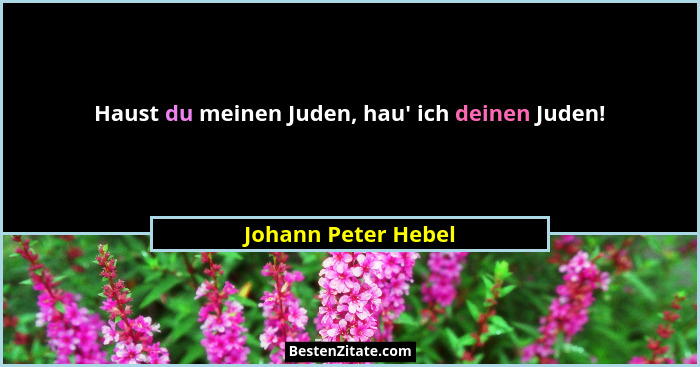 Haust du meinen Juden, hau' ich deinen Juden!... - Johann Peter Hebel