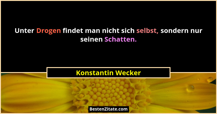 Unter Drogen findet man nicht sich selbst, sondern nur seinen Schatten.... - Konstantin Wecker