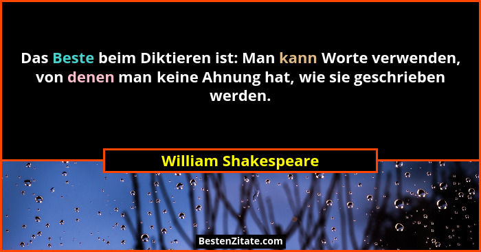 Das Beste beim Diktieren ist: Man kann Worte verwenden, von denen man keine Ahnung hat, wie sie geschrieben werden.... - William Shakespeare