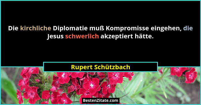 Die kirchliche Diplomatie muß Kompromisse eingehen, die Jesus schwerlich akzeptiert hätte.... - Rupert Schützbach