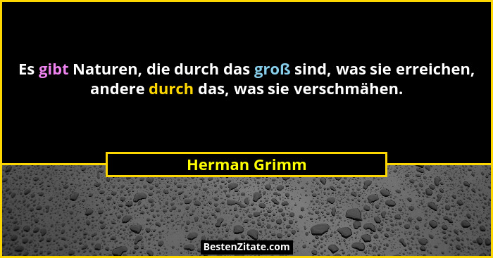Es gibt Naturen, die durch das groß sind, was sie erreichen, andere durch das, was sie verschmähen.... - Herman Grimm