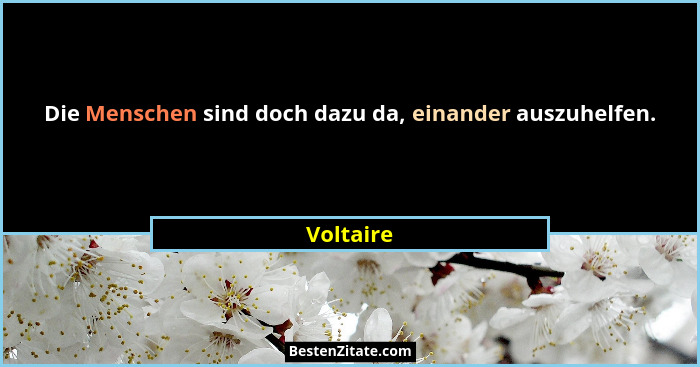 Die Menschen sind doch dazu da, einander auszuhelfen.... - Voltaire