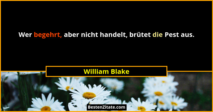 Wer begehrt, aber nicht handelt, brütet die Pest aus.... - William Blake