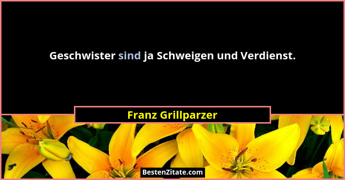 Geschwister sind ja Schweigen und Verdienst.... - Franz Grillparzer