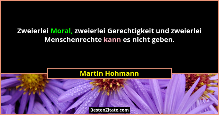 Zweierlei Moral, zweierlei Gerechtigkeit und zweierlei Menschenrechte kann es nicht geben.... - Martin Hohmann
