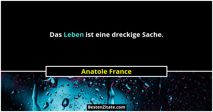Das Leben ist eine dreckige Sache.... - Anatole France