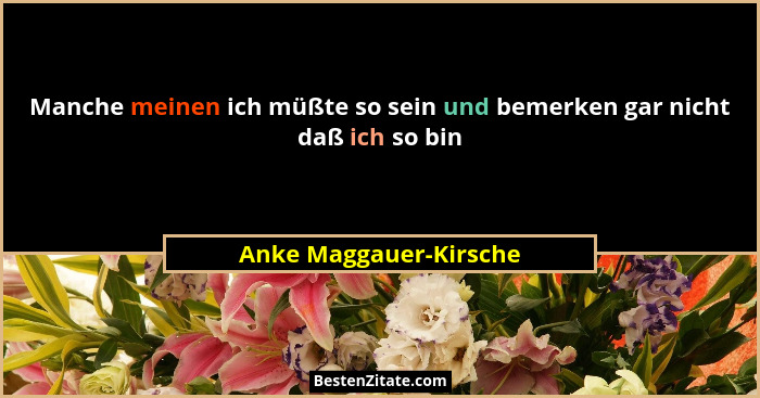 Manche meinen ich müßte so sein und bemerken gar nicht daß ich so bin... - Anke Maggauer-Kirsche