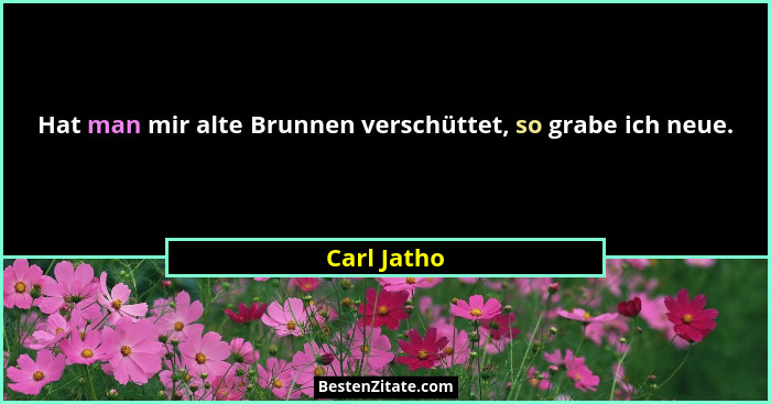 Hat man mir alte Brunnen verschüttet, so grabe ich neue.... - Carl Jatho