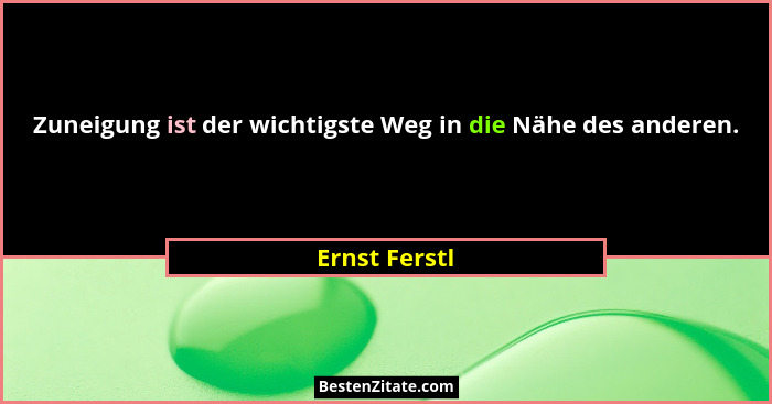 Zuneigung ist der wichtigste Weg in die Nähe des anderen.... - Ernst Ferstl