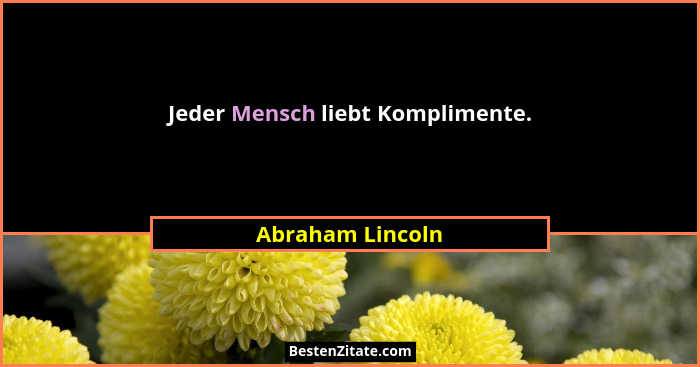 Jeder Mensch liebt Komplimente.... - Abraham Lincoln