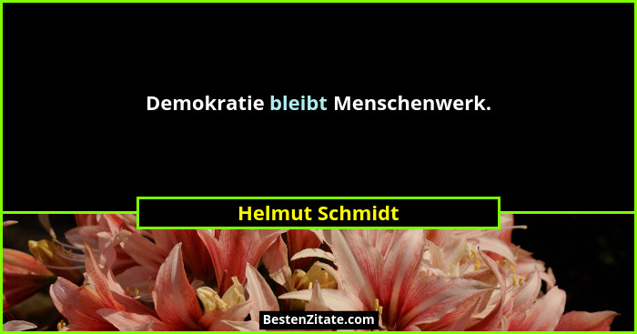 Demokratie bleibt Menschenwerk.... - Helmut Schmidt
