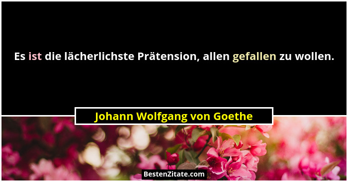 Es ist die lächerlichste Prätension, allen gefallen zu wollen.... - Johann Wolfgang von Goethe