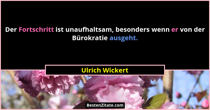 Der Fortschritt ist unaufhaltsam, besonders wenn er von der Bürokratie ausgeht.... - Ulrich Wickert