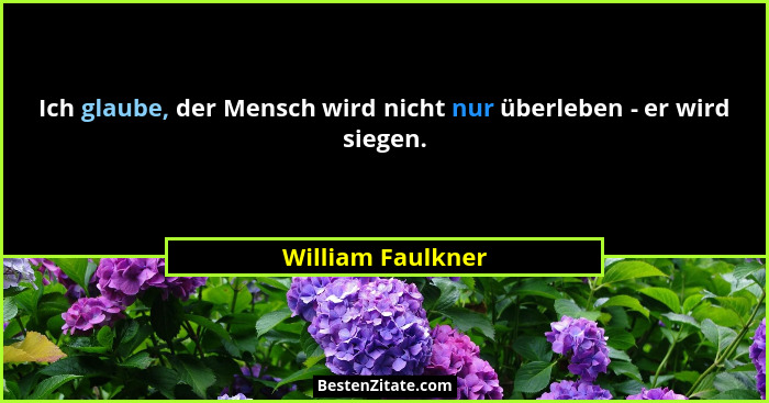 Ich glaube, der Mensch wird nicht nur überleben - er wird siegen.... - William Faulkner