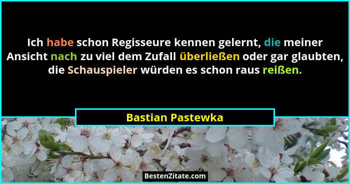 Ich habe schon Regisseure kennen gelernt, die meiner Ansicht nach zu viel dem Zufall überließen oder gar glaubten, die Schauspieler... - Bastian Pastewka